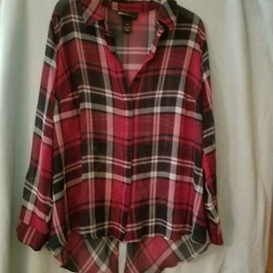 Plaid sheer blouse